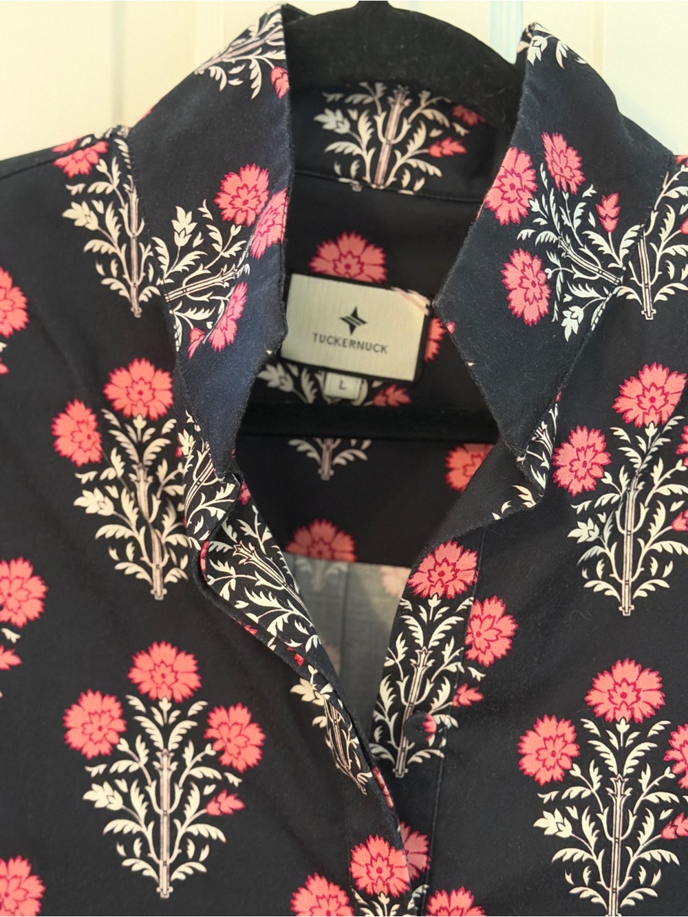 Tuckernuck Navy Dress with Pink Floral Motif - Picture 2 of 5